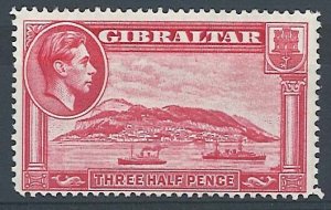 Gibraltar 1938 1½d carmine perf 14 sg123 f mint c£35