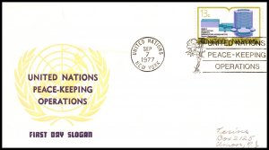 UN New York Peace Keeping Operations 1977 First Day Slogan Cancel Cover