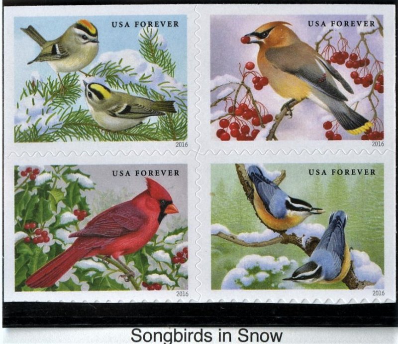 SCOTT 5126-29 SONGBIRDS IN SNOW SET OF 4 MNH STAMPS  & 1 DUMPSTER STAMP  MNH