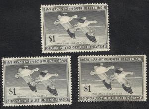 #RW14, Wholesale Lot of 3, F/VF-OG-Hinged. Cat $60