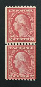 US #450 COIL PAIR MINT OG NH $65 LOT #5636