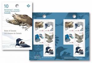 OWL FALCON OSPREY EAGLE BLUE JAY LOON DUCK = BK of 10 Birds of Canada 2017 3022a