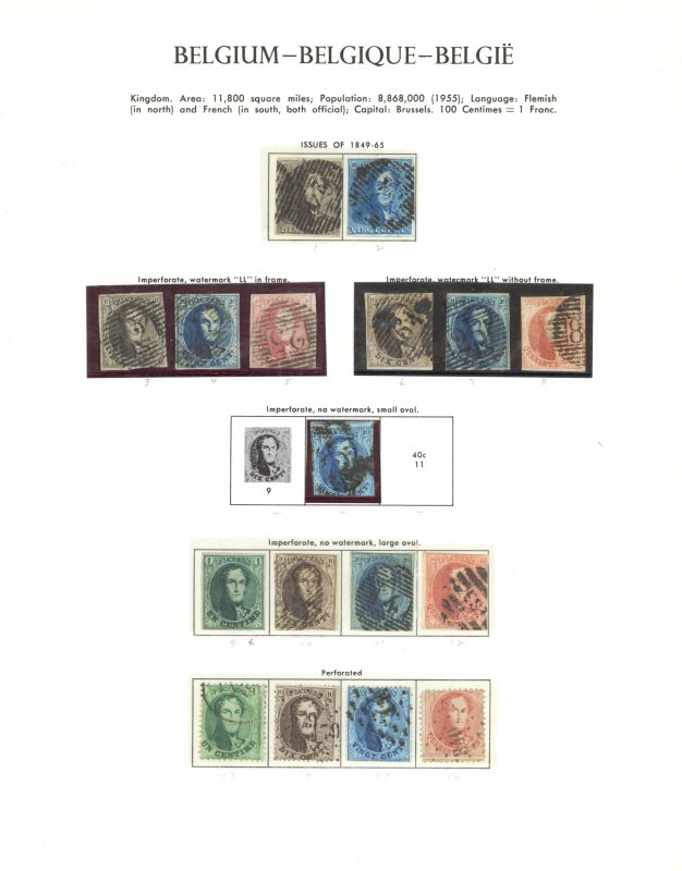 Belgium Sc# 1-16 Used 1849-1865 King Leopold I Early Collection