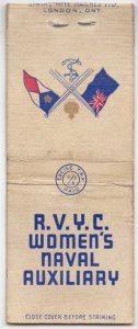 Canada Revenue 1/5¢ Excise Tax Matchbook R.V.Y.C. WOMEN'S NAVAL AUXILIARY