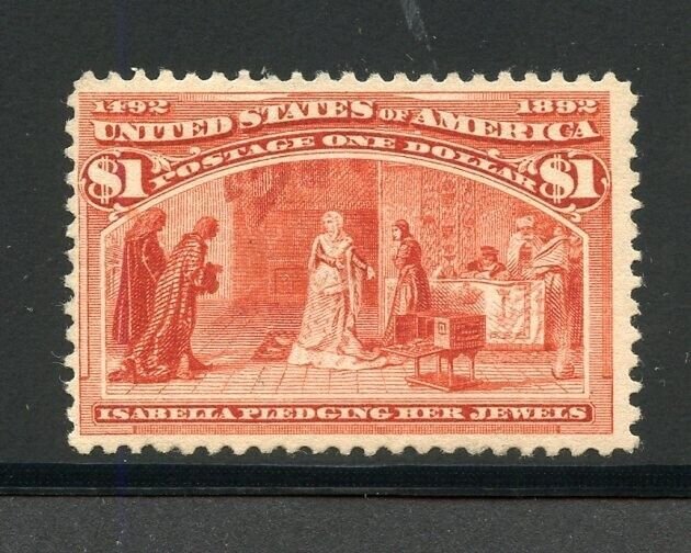 UNITED STATES SCOTT #241 $1 COLUMBIAN F/VF MINT LH-SCOTT VALUE $1100.00