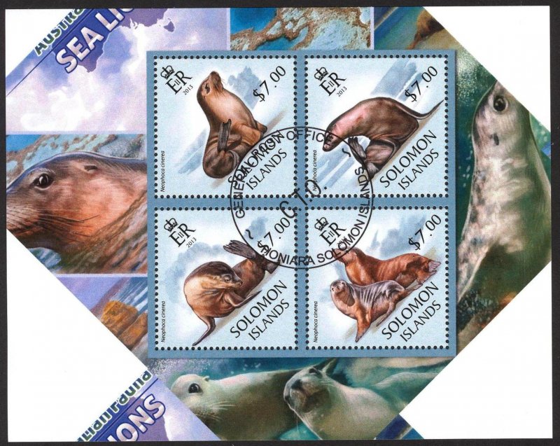 Solomon Islands 2013 Sea Lions Sheet Used / CTO