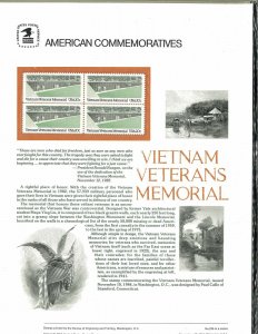 USPS COMMEMORATIVE PANEL #236 VIETNAM VETERANS MEMORIAL #2109