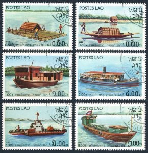 Laos 393-398, CTO. Michel 561-566. River Vessels, 1982.