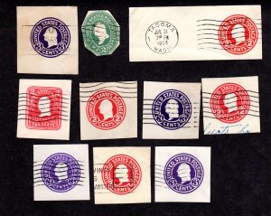 USA, Cut Squares, Lot of 10 used cut squares.  Lot 230811 -11