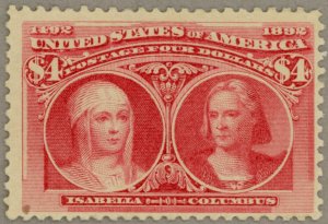 US Scott#244 Mint NH VF 1893 $4 Columbian, with 2021 PF Cert