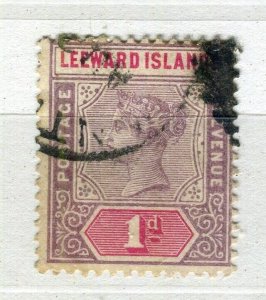 LEEWARDS ISLANDS; 1890s classic QV issue used Shade of 1d. value