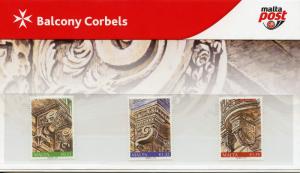 Malta 2017 MNH Balcony Corbels II 3v Set Presentation Pack Architecture Stamps