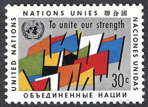 United Nations #92 30¢ Definiitve - To Unite Our Strength (1961). MNH