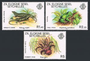 Seychelles Zil Elwannyen Sesel 30-32, MNH. Michel 30-32. 1981. Skink, Frog,Crab.