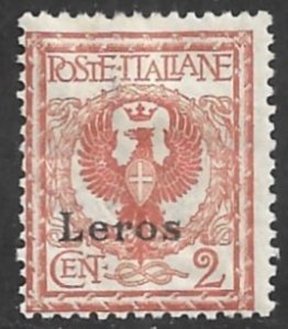 ITALY AEGEAN ISLANDS LERO GREECE 1912-22 2c ARMS Sc 1 MH