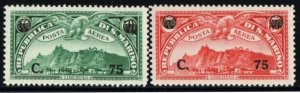 San Marino Stamp C17-C18  - View of San Marino, surcharged