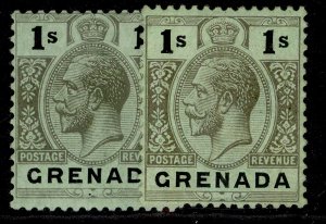 GRENADA GV SG98 + 98b, 1s SHADE VARIETIES, M MINT. Cat