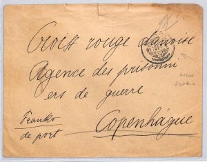 HUNGARY/SERBIA WW1 POW Cover MOHOL 1917 CDS Censor Danish RED CROSS DENMARK RC14