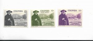 COLOMBIA 1958 HOMAGE TO RAFAEL ALMANZA RELIGION SET OF 3 VAL SCOTT 695 C313/14