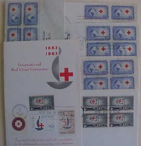 US RED CROSS FDC 9 DIFF 1952 X 5 193 X 4