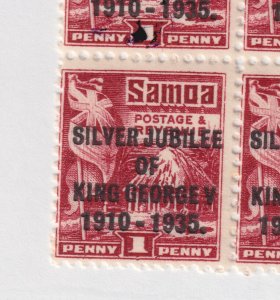 SAMOA  #163a perf 14c 14.5 MINT never hinged  BLOCK OF FOUR overprint Jubilee