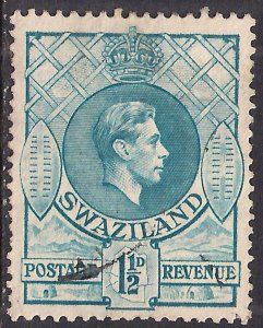 Swaziland 1938 - 54 KGV1 1 1/2d Light Blue used SG 30b ( A793 ) 