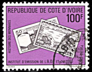 Ivory Coast 915, postally used, History of Money