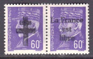 FRANCE 432 PAIR LOCAL BOLOGNE WW2 LIBERATION OVERPRINT OG NH U/M VF