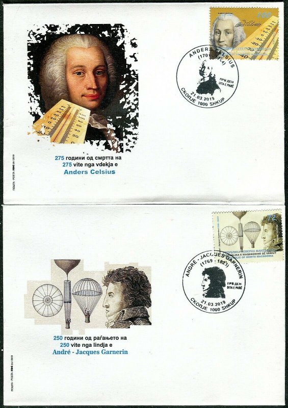 318 - MACEDONIA 2019 - André-Jacques Garnerin - Anders Celsius - Science - FDC