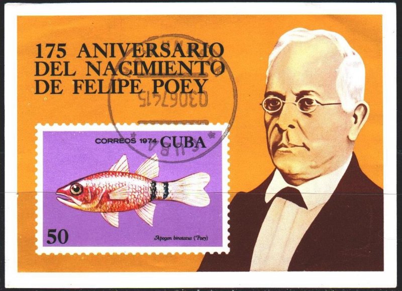 Cuba. 1974. bl42. Fish fauna. USED.