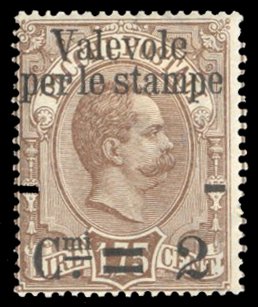 Italy #63 Cat$22, 1890 2c on 1.75L brown, hinged