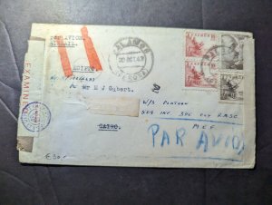 1943 Censored Spain Airmail Cover Palamos to MEF
