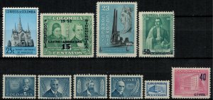 Colombia #597-601,9-12*  CV $4.75