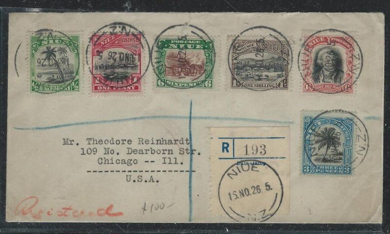 NIUE  (P2006B) 6 VALUES SET TO 1/- 1926 REG TO USA