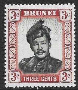 BRUNEI 1952 3c SULTAN Omar Ali Saifuddin Portrait Issue Sc 85 MLH