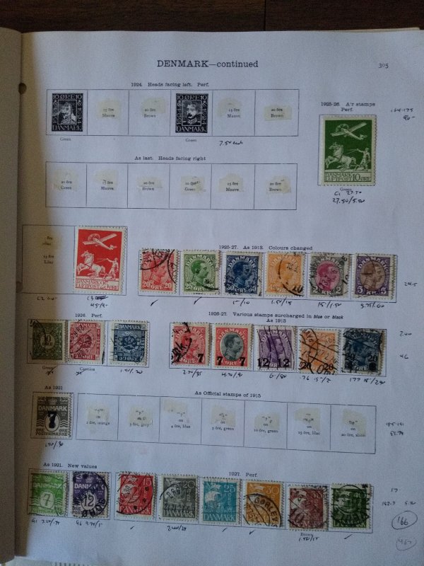 collection on pages Denmark 1906-35 DF: CV $1018