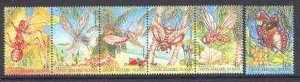 COCOS (KEELING) ISLAND - 1995 - Insects - Perf 6v Strip - Mint Never Hinged