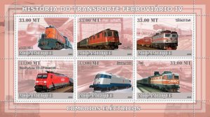 MOZAMBIQUE - 2009 - Rail Transport #4 - Perf 6v Sheet - Mint Never Hinged