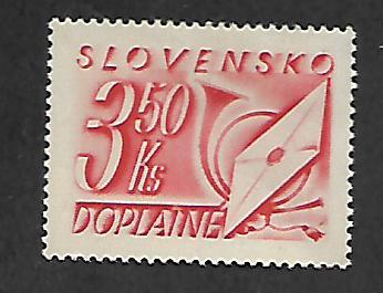 SLOVAKIA J34 MNH NUMERAL LETTER AND POST HORN