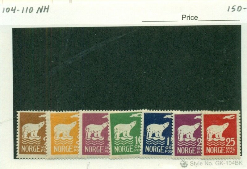 NORWAY #104-110, Mint Never Hinged, Scott $150.00