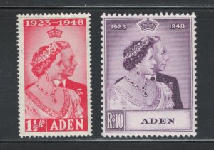 Aden 1948 Royal Silver Wedding Omnibus Issue Scott # 30 - 31 MH