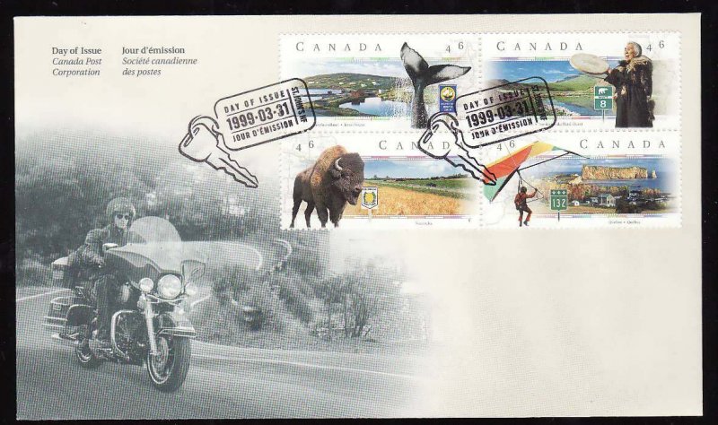 Canada-Sc#1783a-stamps on FDC-Scenic Highways-1999-