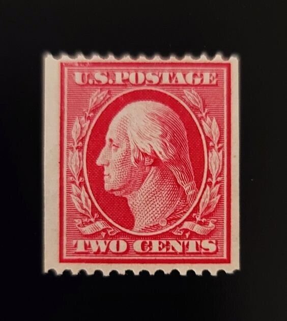 1910 2c George Washington, Coil, Carmine Scott 386 Mint F/VF H