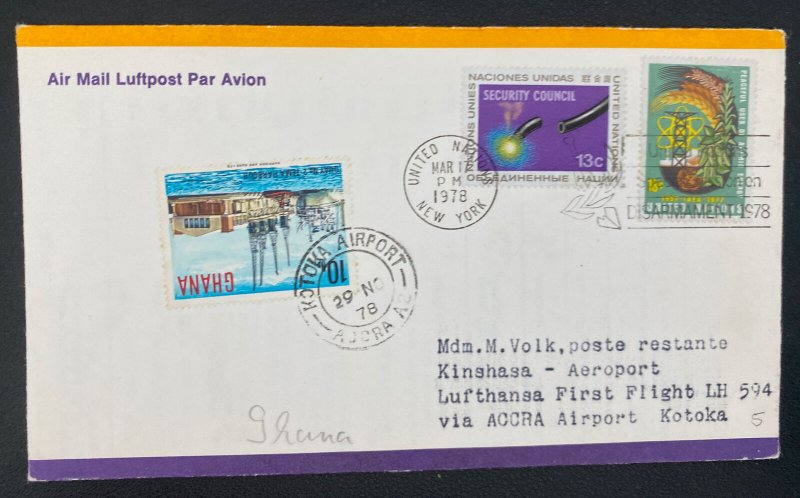 1978 United Nations New York Airmail Cover To Accra Ghana