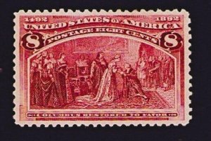 Sc #235  8¢ COLUMBIAN 1893 MLH Grade 90 Cert