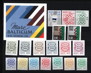 ESTONIA 1992 COMPLETE YEAR SET OF 18 STAMPS & BOOKLET MNH