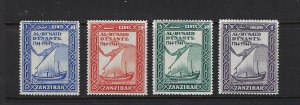 ZANZIBAR SCOTT #218-221 1944 SET- MINT LIGHT HINGED