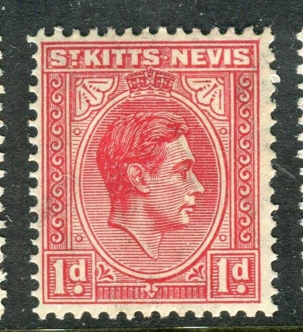 ST. KITTS; 1938 early GVI issue fine Mint hinged Shade of 1d. value