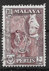 MALAYA PERLIS SG35 1961 10c DEEP MAROON USED