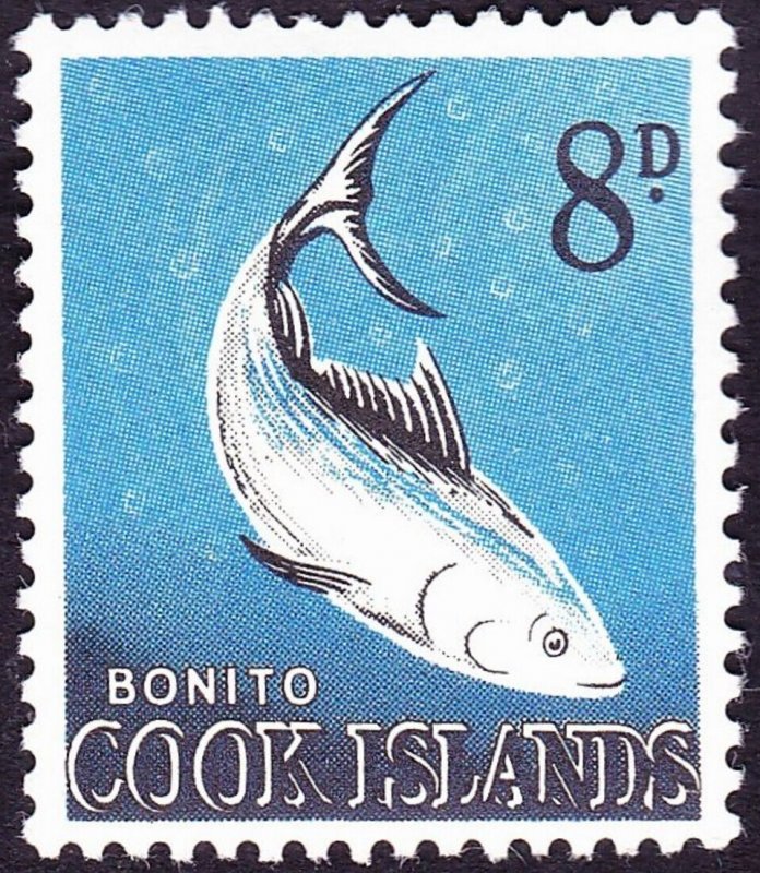 COOK ISLANDS 1963 8d Black & Blue Bonito Fish SG168 MH